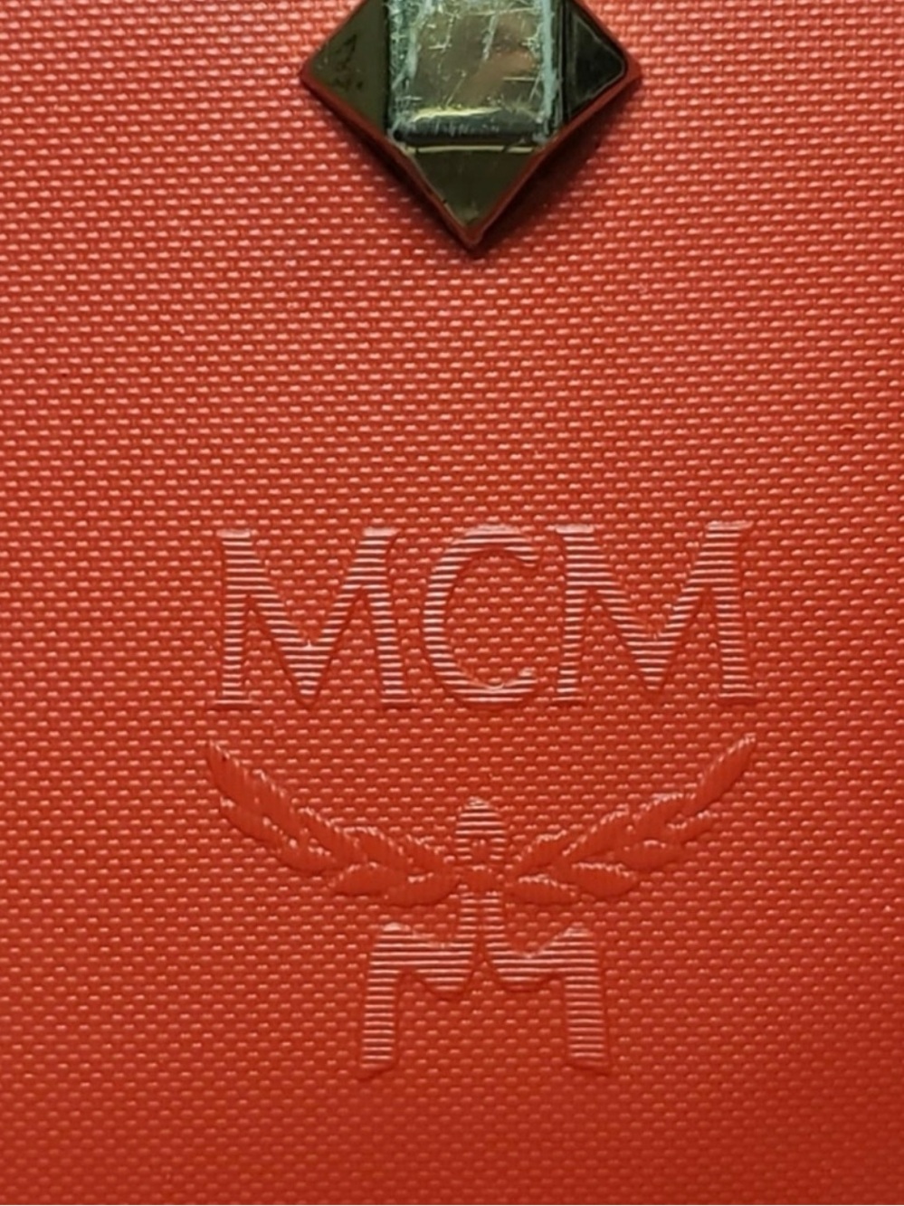 MCM Red Leather Studded Mini Backpack with Gold Hardware - Picture 12 of 15